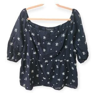 Lane Bryant Navy Blue Floral Top